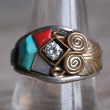 Vintage Sterling Multistone Inlay CZ Ring 10