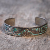 Vintage Sterling Turquoise Inlay Cuff