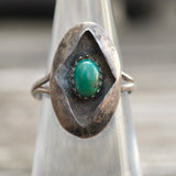 Vintage Sterling Turquoise Shadowbox Ring 5.25