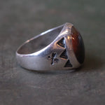 Vintage Sterling Agate Stamped Arrows Trading Post Ring 8.5