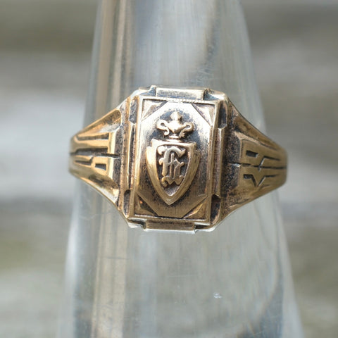 Vintage Sterling 1939 H Signet Ring 6.5