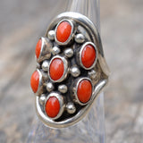 Vintage Sterling Coral Cluster Ring 6
