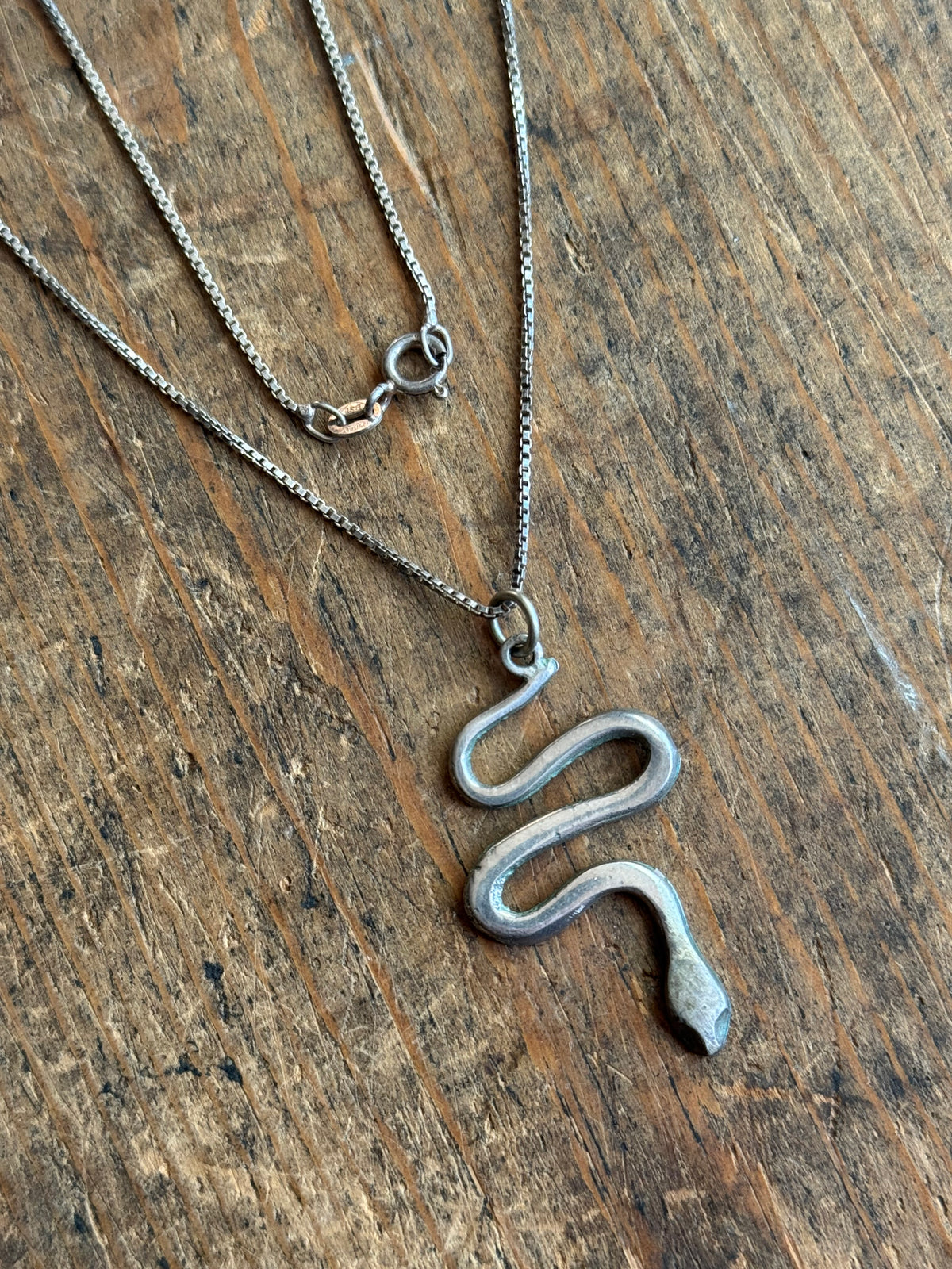 Vintage Sterling Silver Snake Necklace