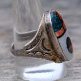 Vintage Sterling Zuni Sunface Inlay Ring 11