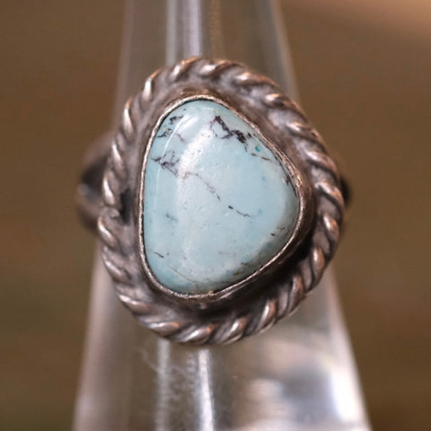 Vintage Sterling Turquoise Roper Ring 8