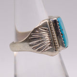 Vintage Sterling Turquoise Stamped Band Ring 7.75