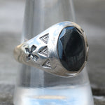 1980's Vintage Sterling Hematite Stamped Arrows Ring