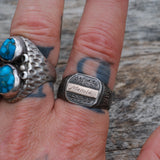 Vintage Sterling and Gold Manila Signet Ring 11.25