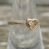 Vintage 14K Gold Diamond Heart Ring 6.25