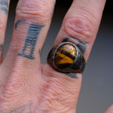 Vintage Sterling Tigers Eye Cabochon Ring 9.75