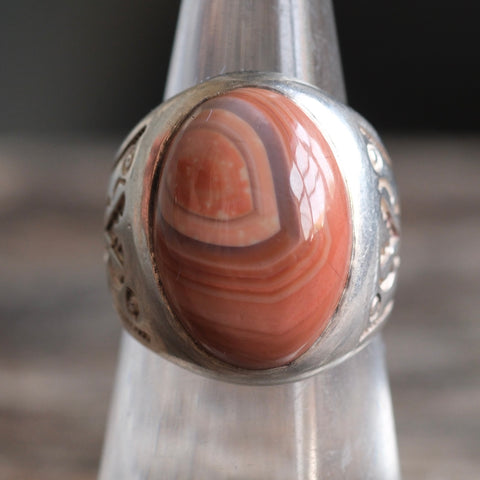 Vintage Sterling Jasper Stamped Ring 5.5