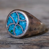 Vintage Sterling Turquoise Inlay Ring 10