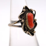 Vintage Sterling Coral Ring 6.75