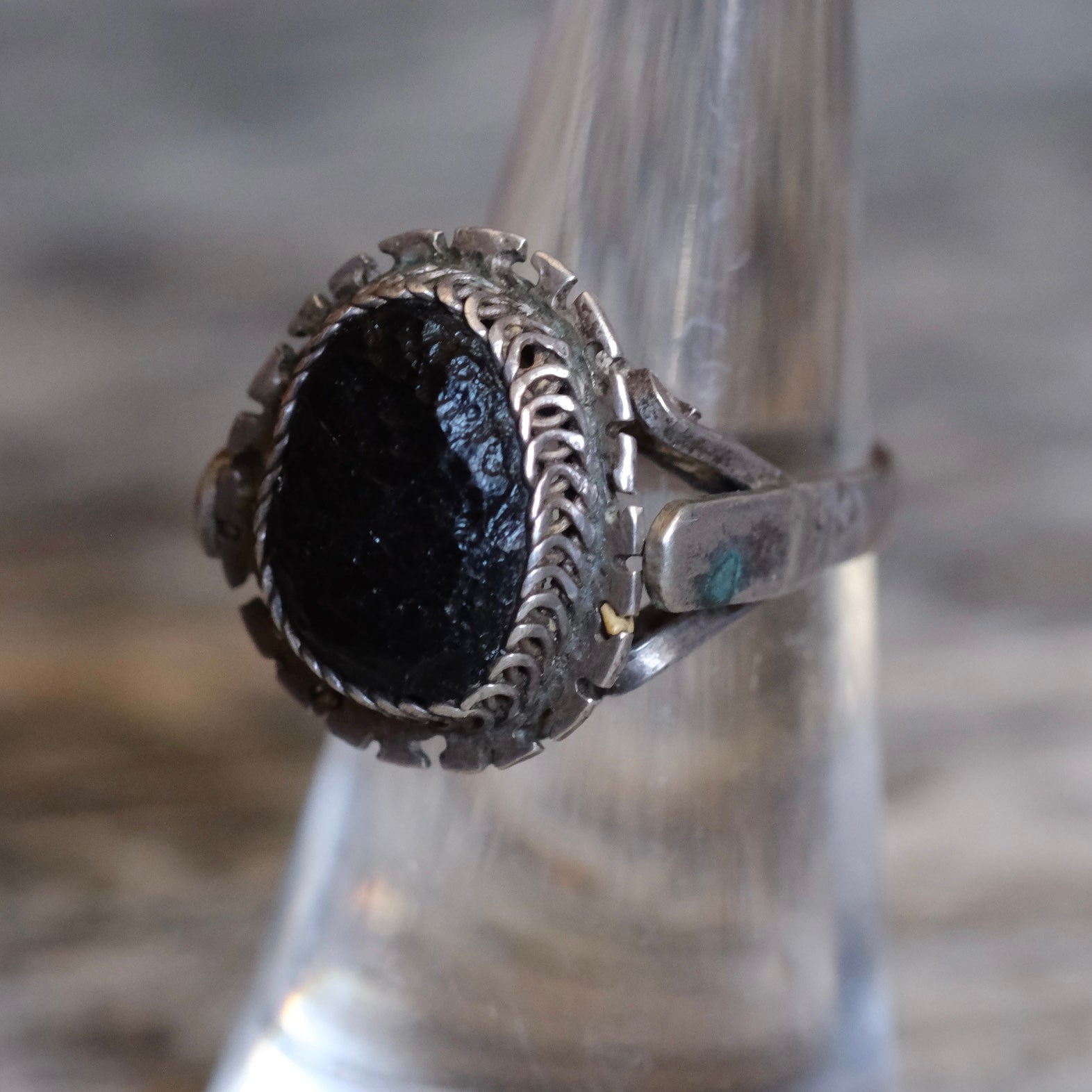 Vintage Sterling Onyx Ring 6