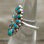 Vintage Sterling Turquoise Cluster Ring 5.75