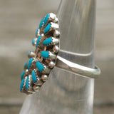 Vintage Sterling Turquoise Cluster Ring 5.75
