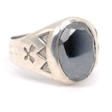 Vintage Sterling Hematite Stamped Arrows Ring 9.75