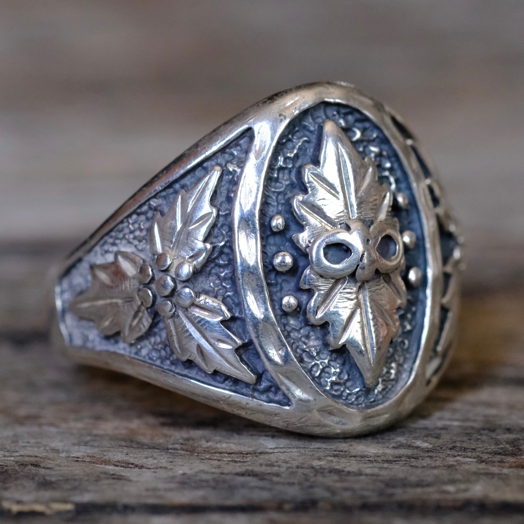 Vintage Sterling Silver Leaf Ring 9.75