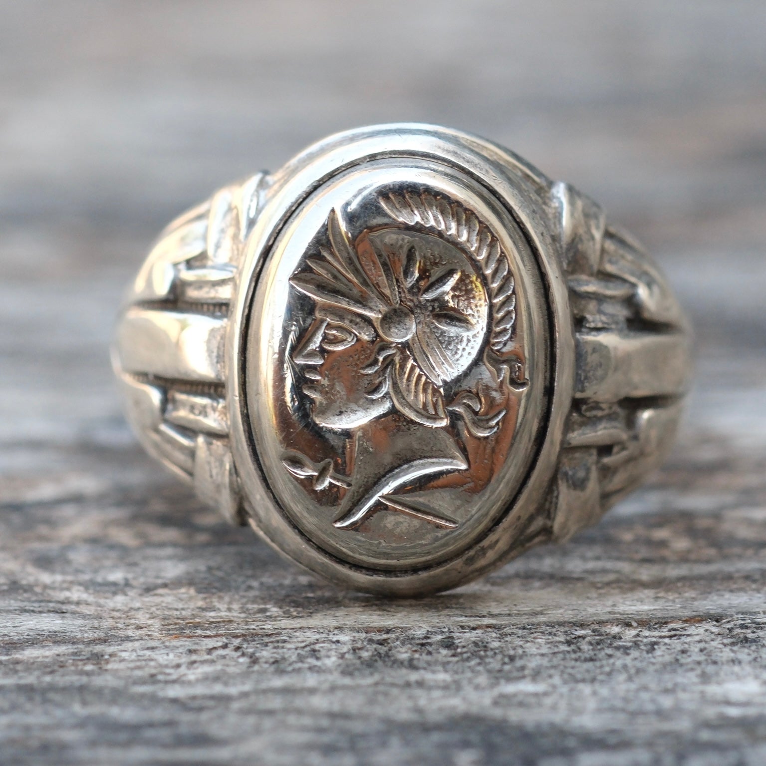 Vintage Sterling Centurion Signet Ring 11
