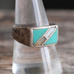 Vintage Sterling Turquoise and MOP Inlay Ring 9.25