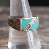 Vintage Sterling Turquoise and MOP Inlay Ring 9.25