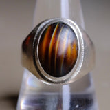 Vintage Sterling Brown Glass Signet Ring 11