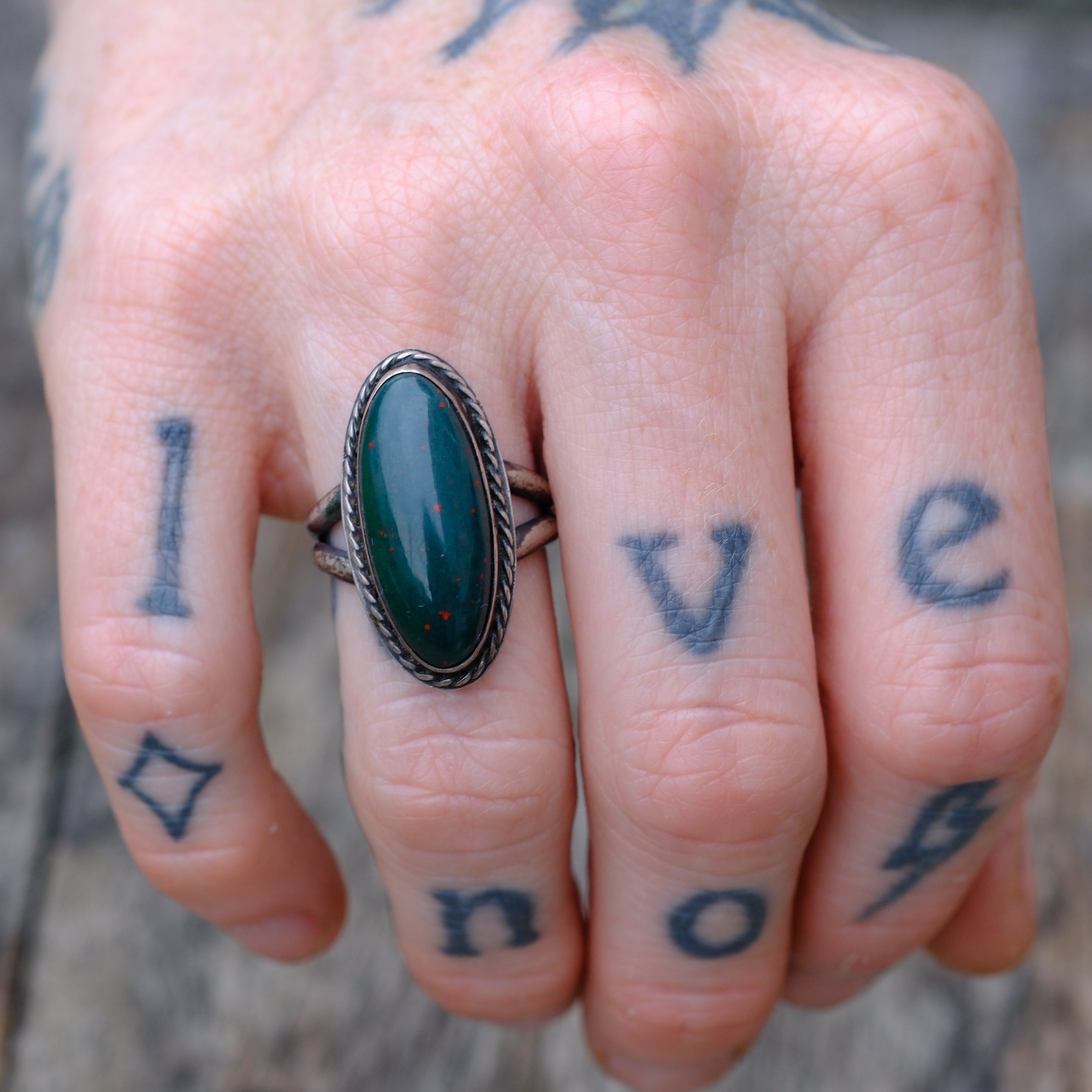 Vintage Sterling Bloodstone Ring 6