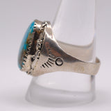 Vintage Sterling Turquoise Stamped Band Ring 11.5