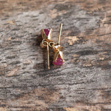 Vintage 14K Gold Red Saphire Stud Earrings