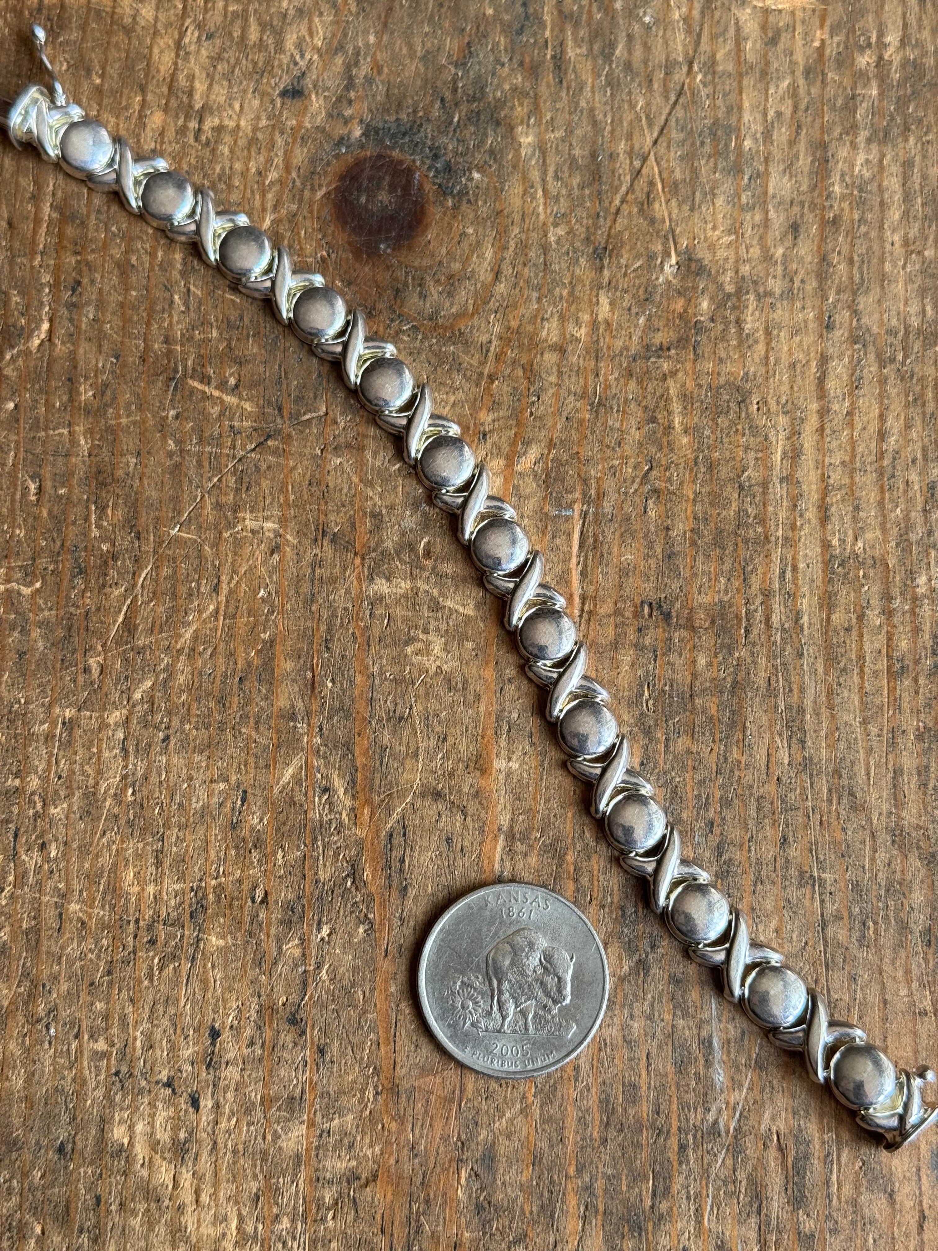 Vintage Sterling Silver 7” ‘XO’ Link Bracelet