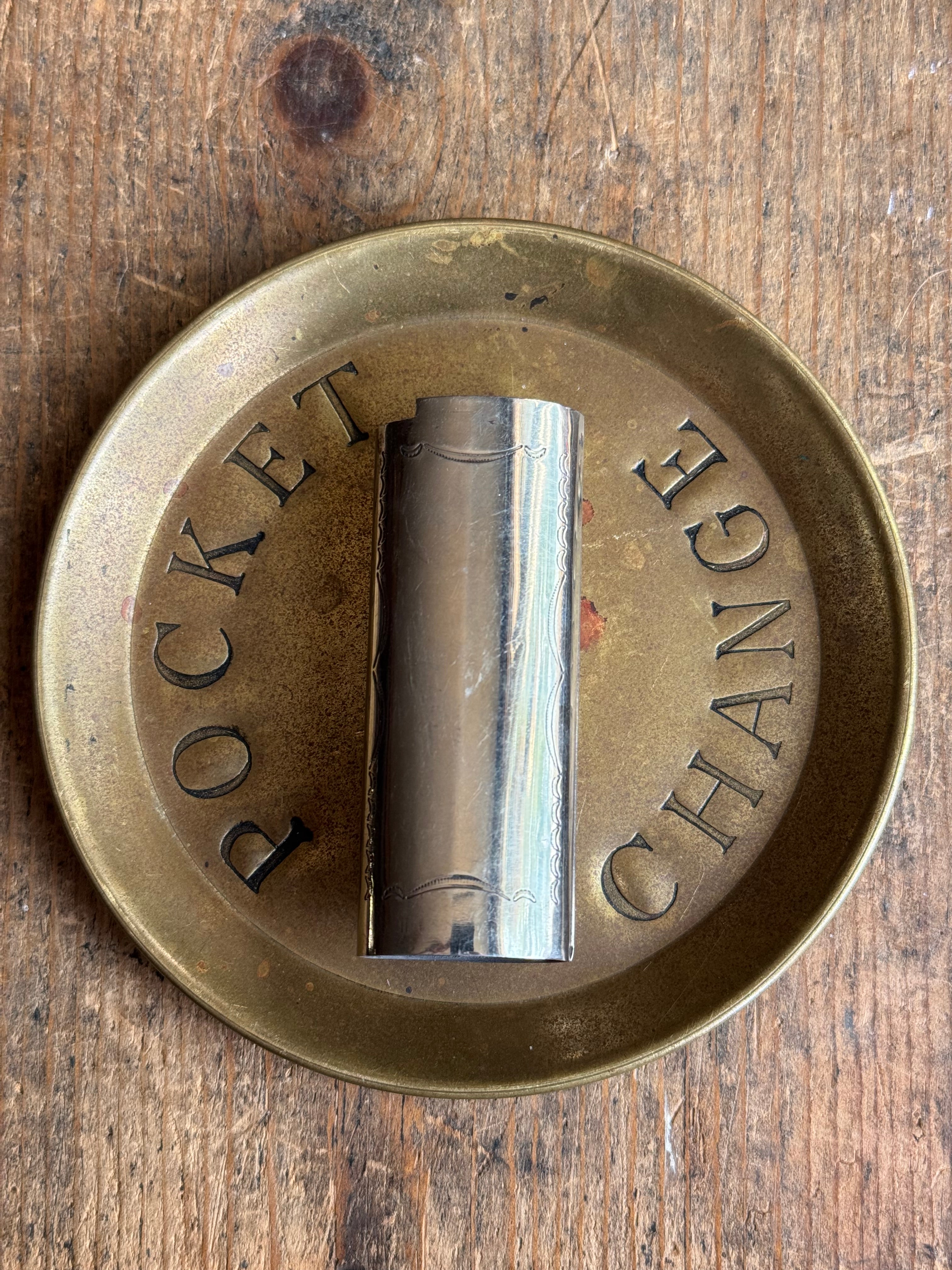 Vintage Stamped Nickel & Sterling Silver Turquoise Lighter Case