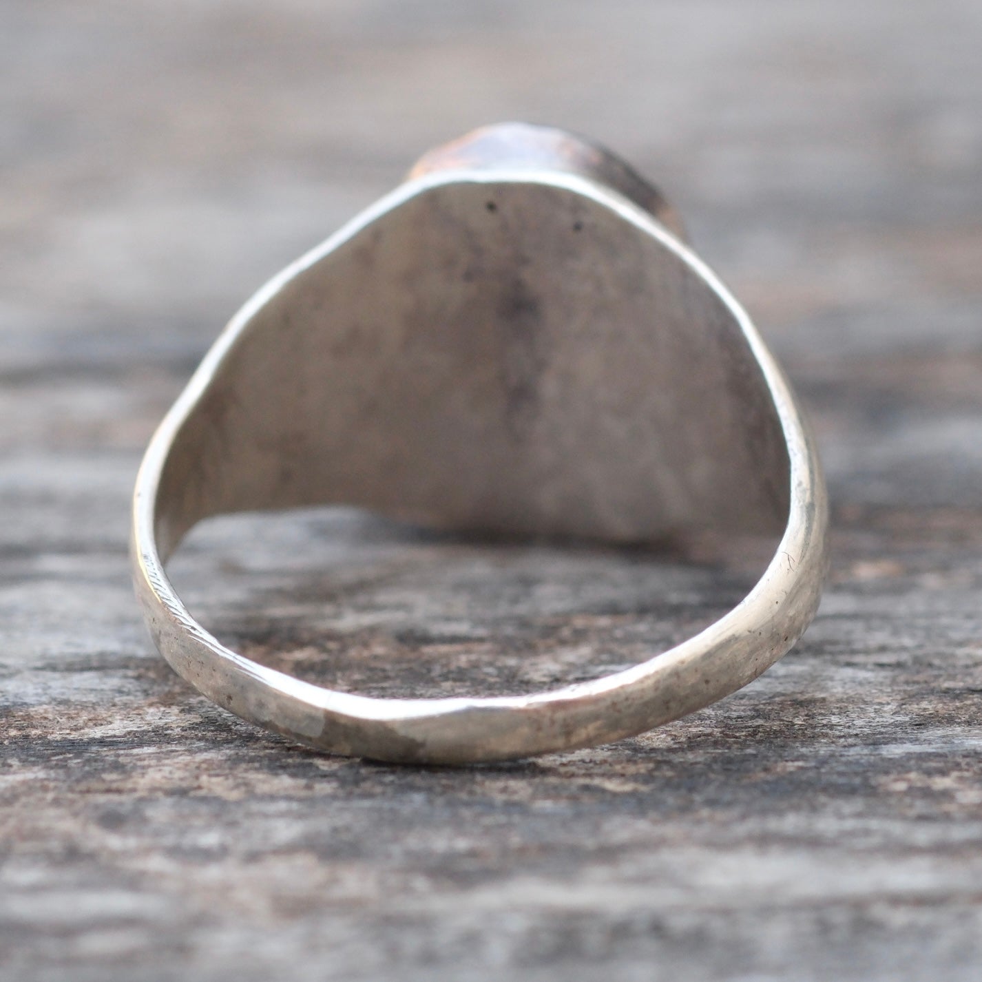 Vintage Sterling Turquoise Stamped Band Ring 8.5
