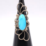 Vintage Sterling Turquoise Floral Ring 4