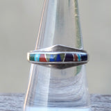 Vintage Sterling Multistone Inlay Band 8.5