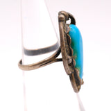 Vintage Sterling Turquoise Feather Ring 4.5