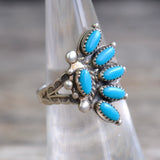 Vintage Sterling Turquoise Cluster Ring 6