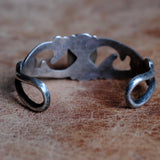 Vintage Sterling Turquoise Sandcast Cuff Bracelet