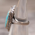 Vintage Sterling Turquoise Feather Ring 2.5