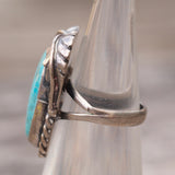 Vintage Sterling Turquoise Feather Ring 2.5