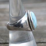 Vintage Sterling Lapis Cabochon Ring 8.25