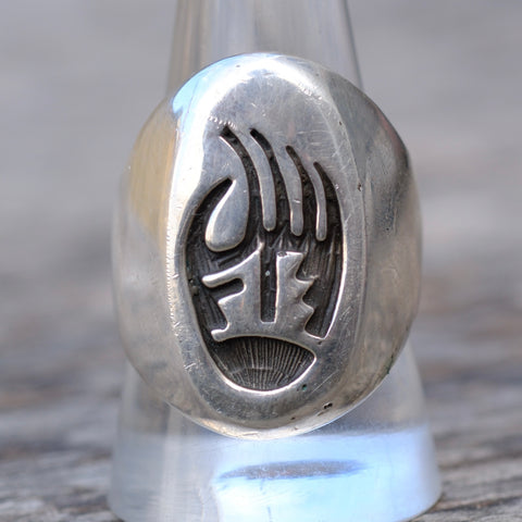 Vintage Sterling Hopi Bear Paw Ring 10.75