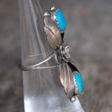 Vintage Sterling 2-Stone Turquoise Blossom Ring 5