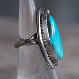 Vintage Sterling Turquoise Feather Ring 4.75