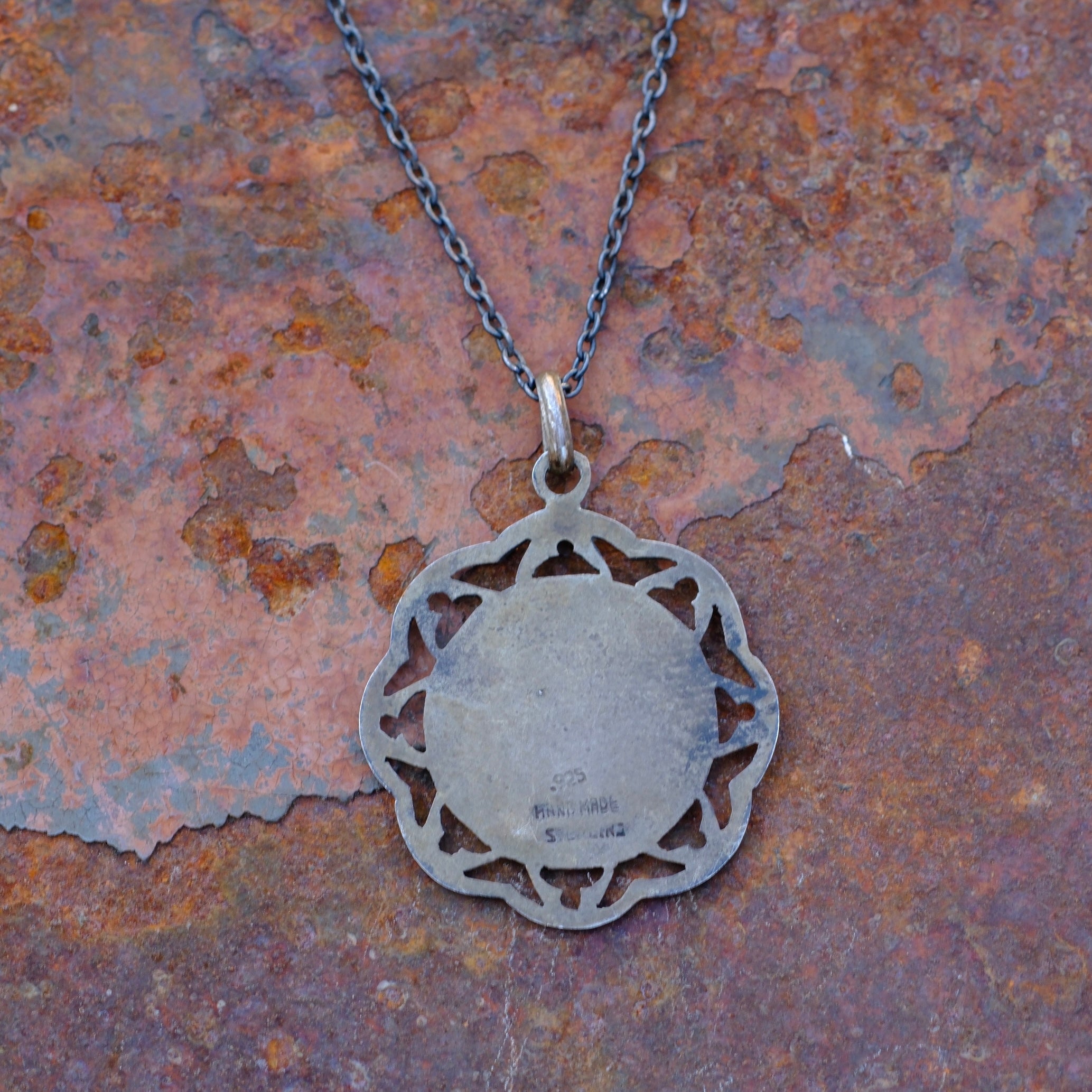 Vintage sterling Silver Saint Necklace