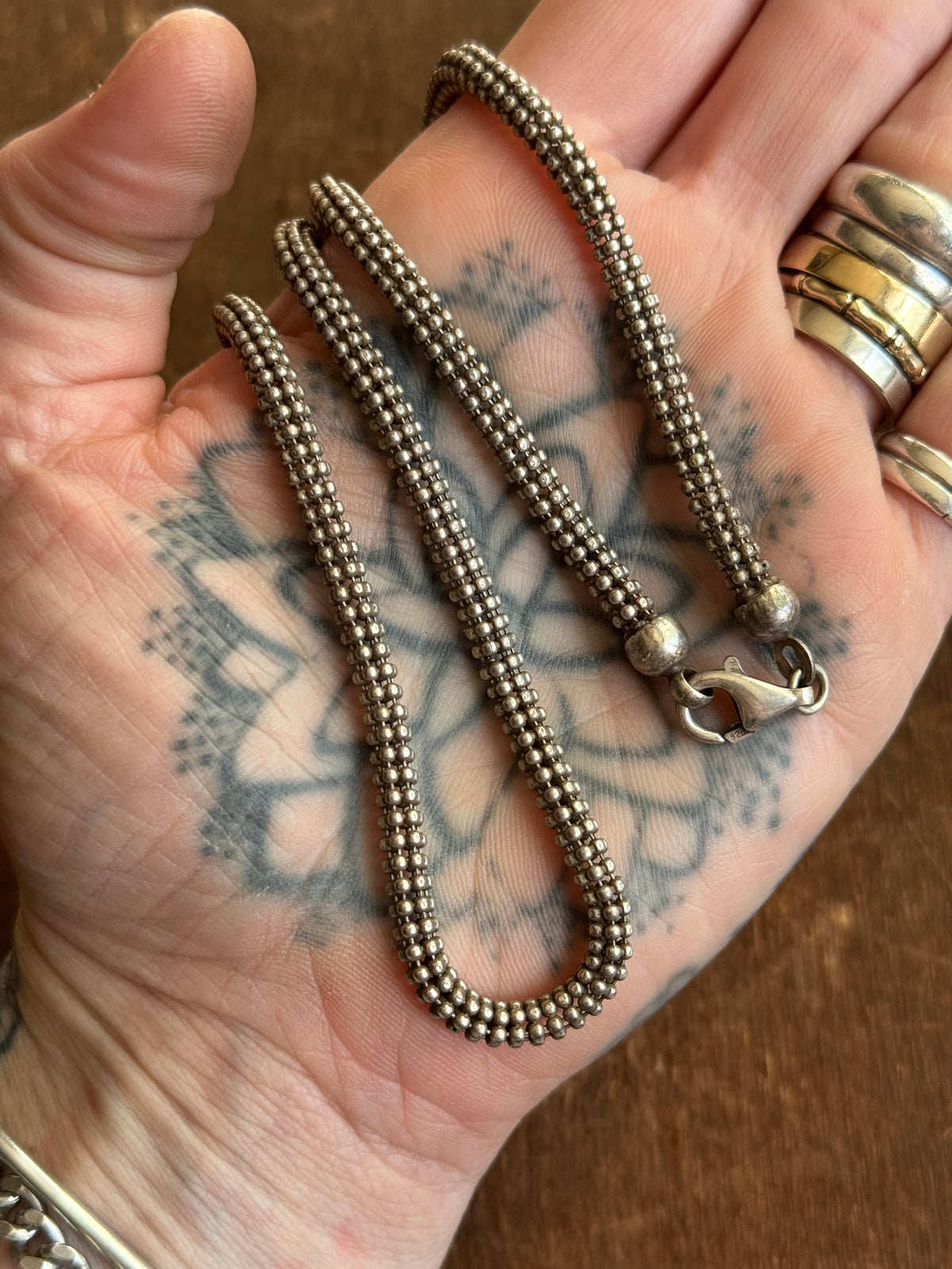 Vintage Sterling Silver 18.5” Popcorn Chain