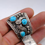 Vintage Sterling Turquoise Feather Watch Band