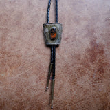 Vintage Sterling Petrified Wood Bolo Tie