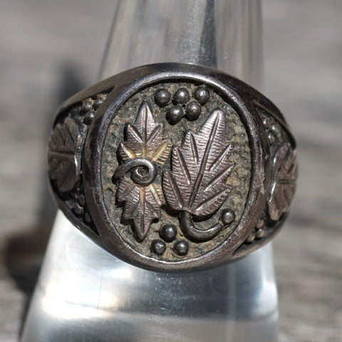 Vintage Sterling Silver Leaf Signet Ring 9.75