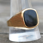 Vintage Gold Plated Onyx Signet Ring 12.5