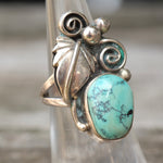 Vintage Sterling Turquoise Feather Ring 5.25